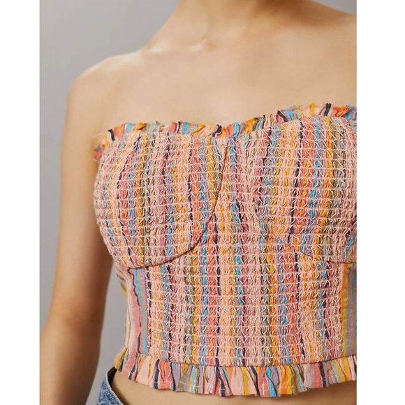 NWT Anthropologie Rainbow Smocked Top - Picture 3 of 10